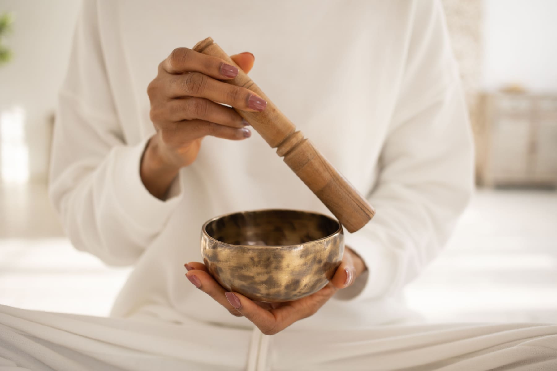 Sound healing with a singing bowl